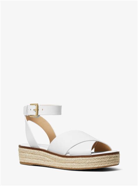 michael michael kors abbott leather espadrille|Michael Kors Abbott Flatform Sandals .